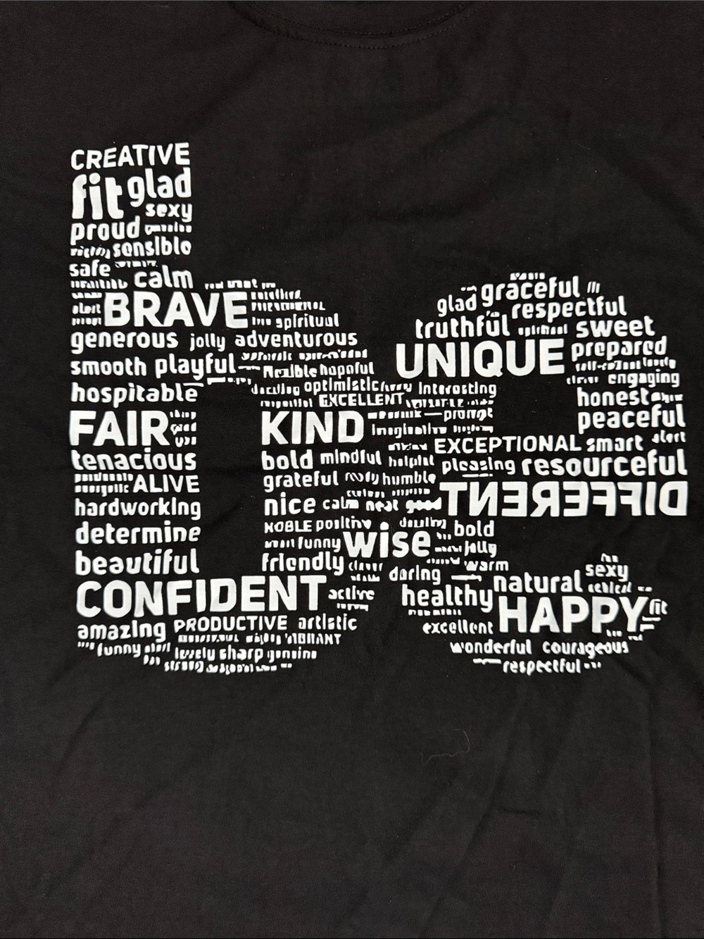 NWOT Women's Black Graphic T-Shirt with Positive Word Art - Picture 2 of 6